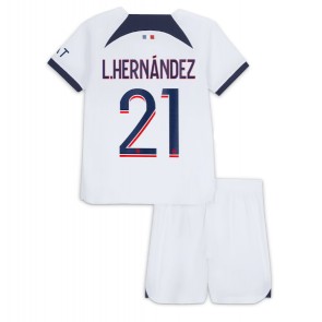 Paris Saint-Germain Lucas Hernandez #21 Koszulka Wyjazdowych Dziecięca 2023-24 Krótki Rękaw (+ Krótkie spodenki)
